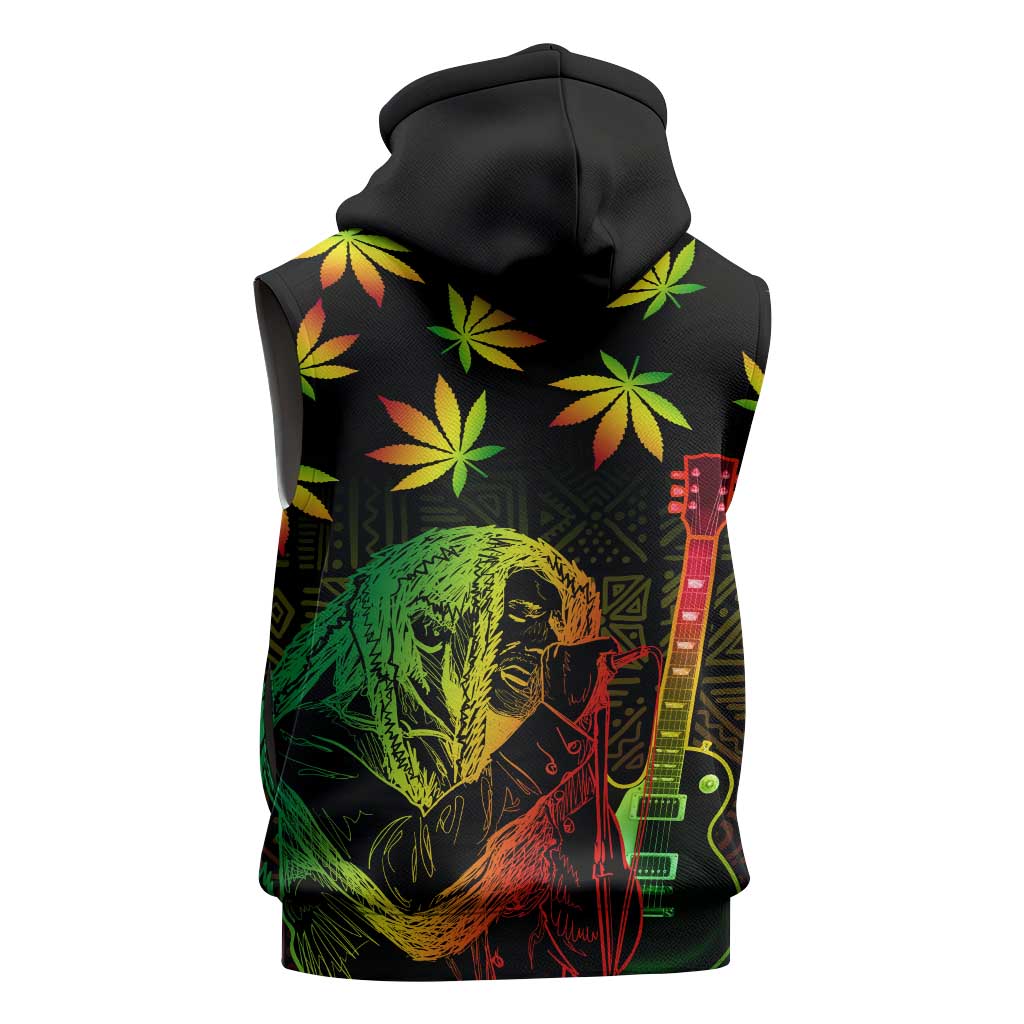 Afro Jamaica Legend Bob Day Sleeveless Hoodie One Love Jamaican Reggae African Pattern - African Pride