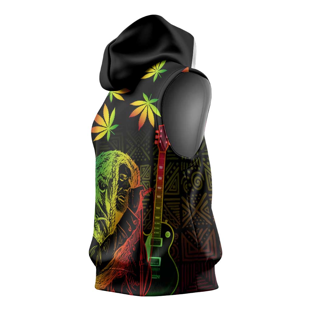 Afro Jamaica Legend Bob Day Sleeveless Hoodie One Love Jamaican Reggae African Pattern - African Pride