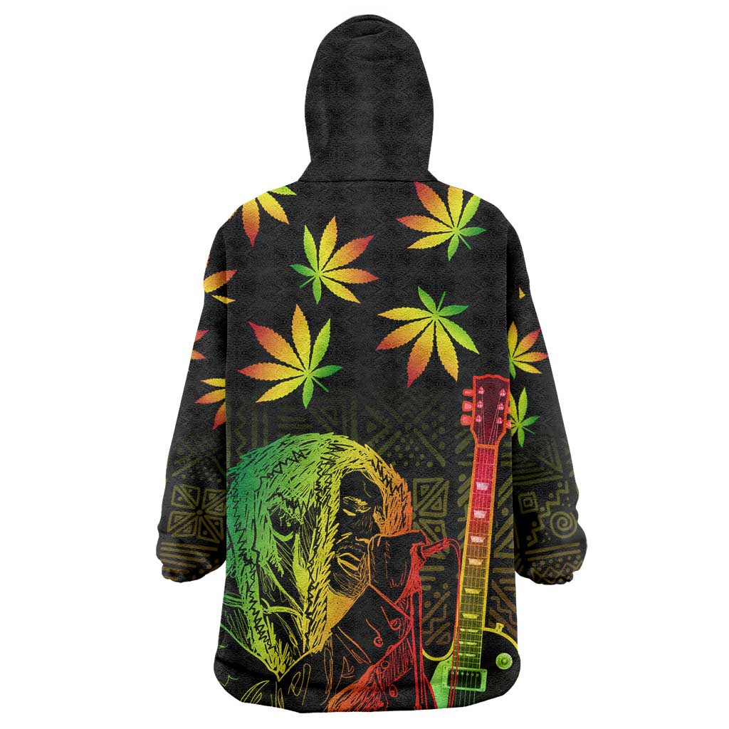 Afro Jamaica Legend Bob Day Wearable Blanket Hoodie One Love Jamaican Reggae African Pattern