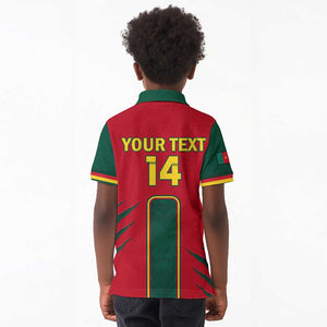 Custom Cameroon Football Kid Polo Shirt 2024 African Nations Go Champions Lion Style