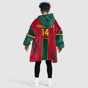 Custom Cameroon Football KId Wearable Blanket Hoodie 2024 African Nations Go Champions Lion Style