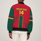 Custom Cameroon Football Sleeve Zip Bomber Jacket 2024 African Nations Go Champions Lion Style