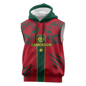 Custom Cameroon Football Sleeveless Hoodie 2024 African Nations Go Champions Lion Style - African Pride
