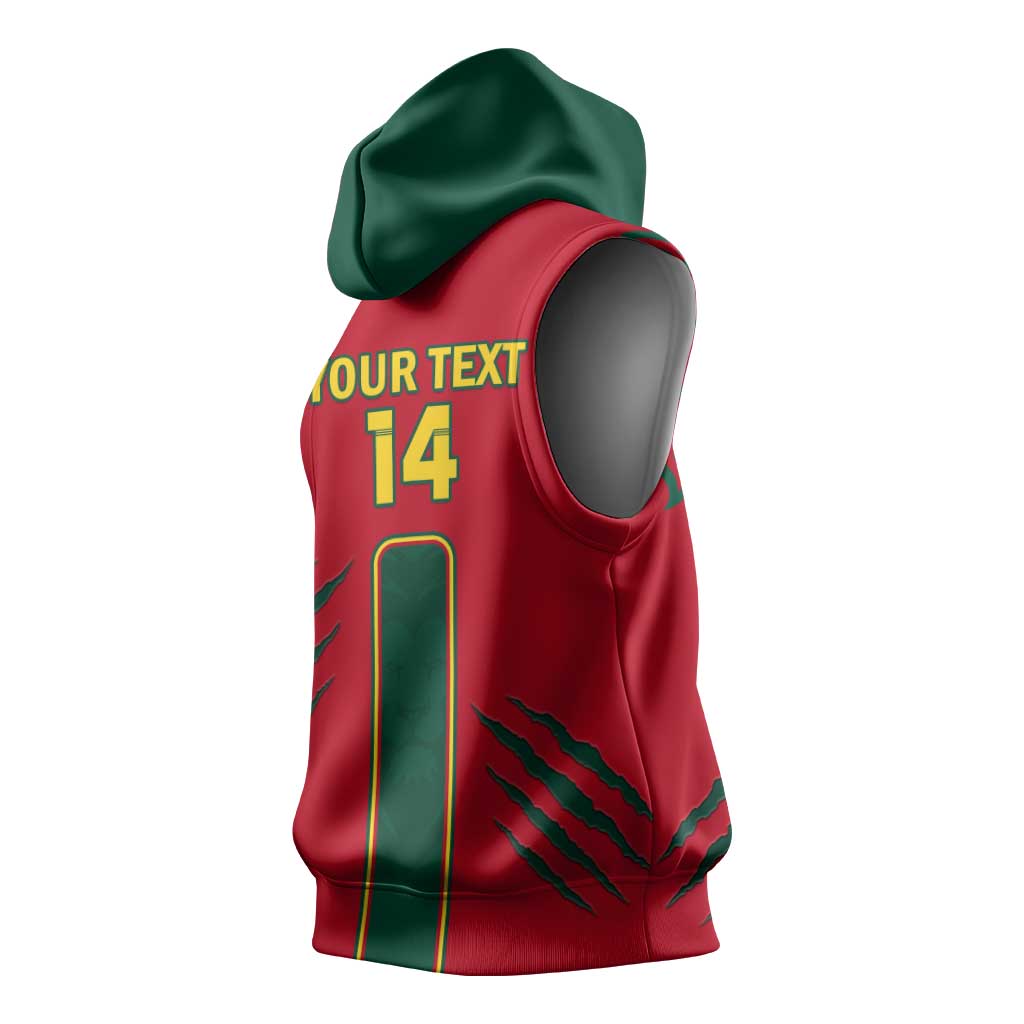 Custom Cameroon Football Sleeveless Hoodie 2024 African Nations Go Champions Lion Style - African Pride