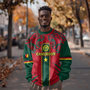 Custom Cameroon Football Sweatshirt 2024 African Nations Go Champions Lion Style
