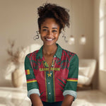 Custom Cameroon Football Women Casual Shirt 2024 African Nations Go Champions Lion Style LT14