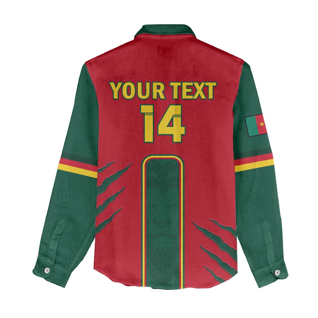 Custom Cameroon Football Women Casual Shirt 2024 African Nations Go Champions Lion Style LT14