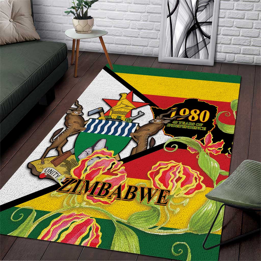 Nyika yeZimbabwe Area Rug Happy Independence Day - Flame Lily Flowers