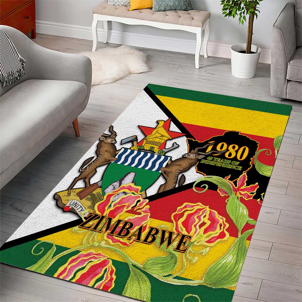 Nyika yeZimbabwe Area Rug Happy Independence Day - Flame Lily Flowers