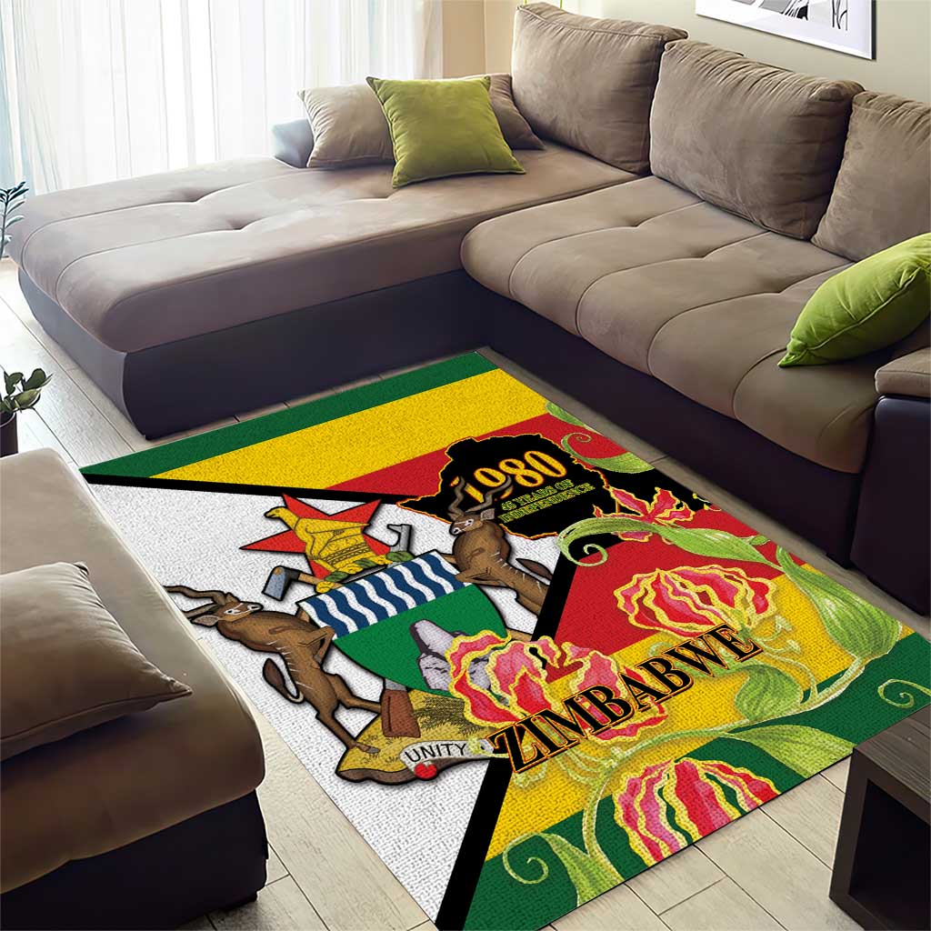 Nyika yeZimbabwe Area Rug Happy Independence Day - Flame Lily Flowers