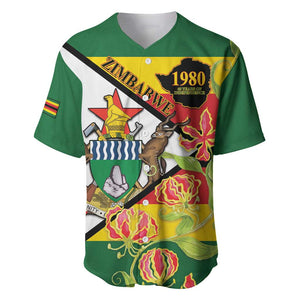 Nyika yeZimbabwe Baseball Jersey Happy Independence Day - Flame Lily Flowers