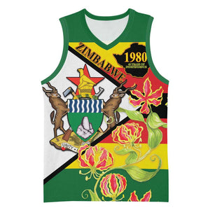 Nyika yeZimbabwe Basketball Jersey Happy Independence Day - Flame Lily Flowers - African Pride
