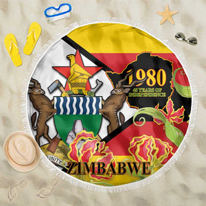 Nyika yeZimbabwe Beach Blanket Happy Independence Day - Flame Lily Flowers
