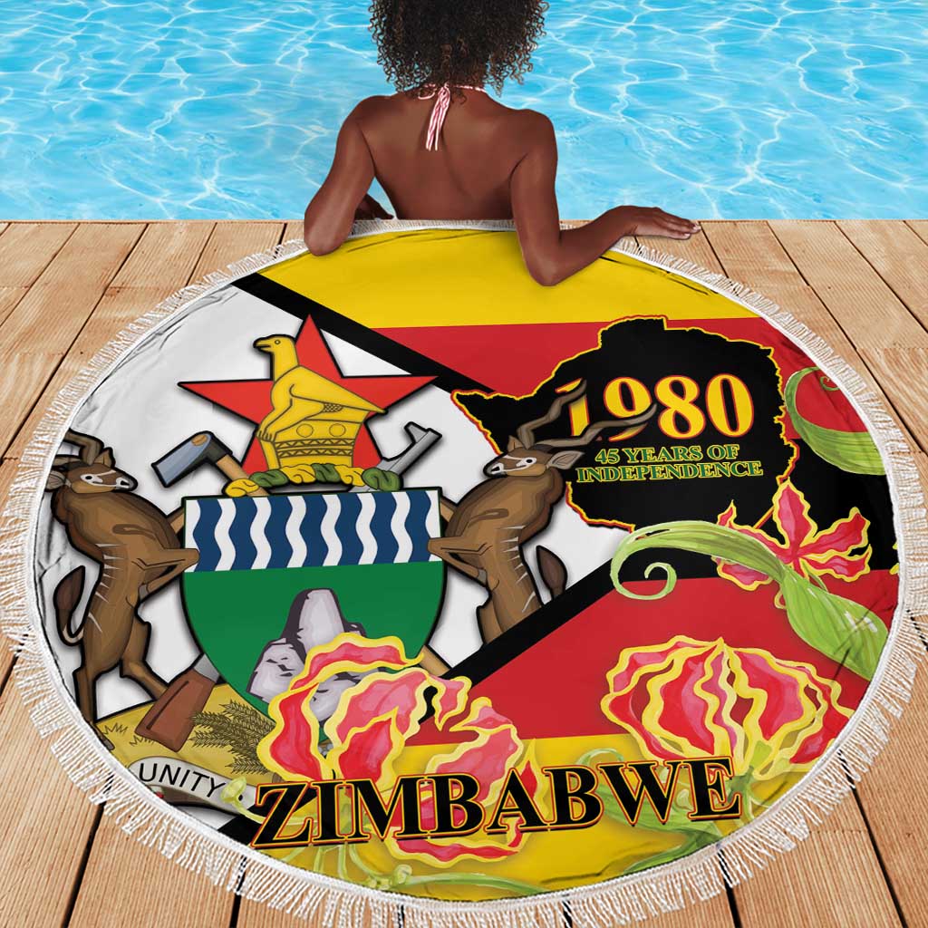 Nyika yeZimbabwe Beach Blanket Happy Independence Day - Flame Lily Flowers
