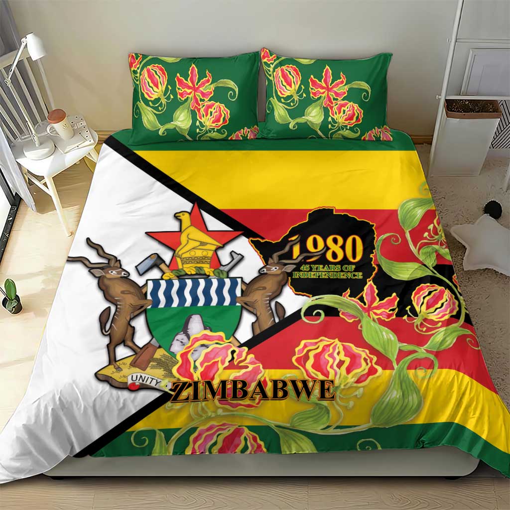 Nyika yeZimbabwe Bedding Set Happy Independence Day - Flame Lily Flowers