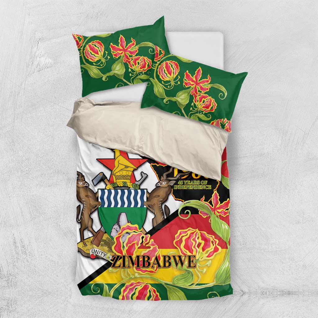 Nyika yeZimbabwe Bedding Set Happy Independence Day - Flame Lily Flowers