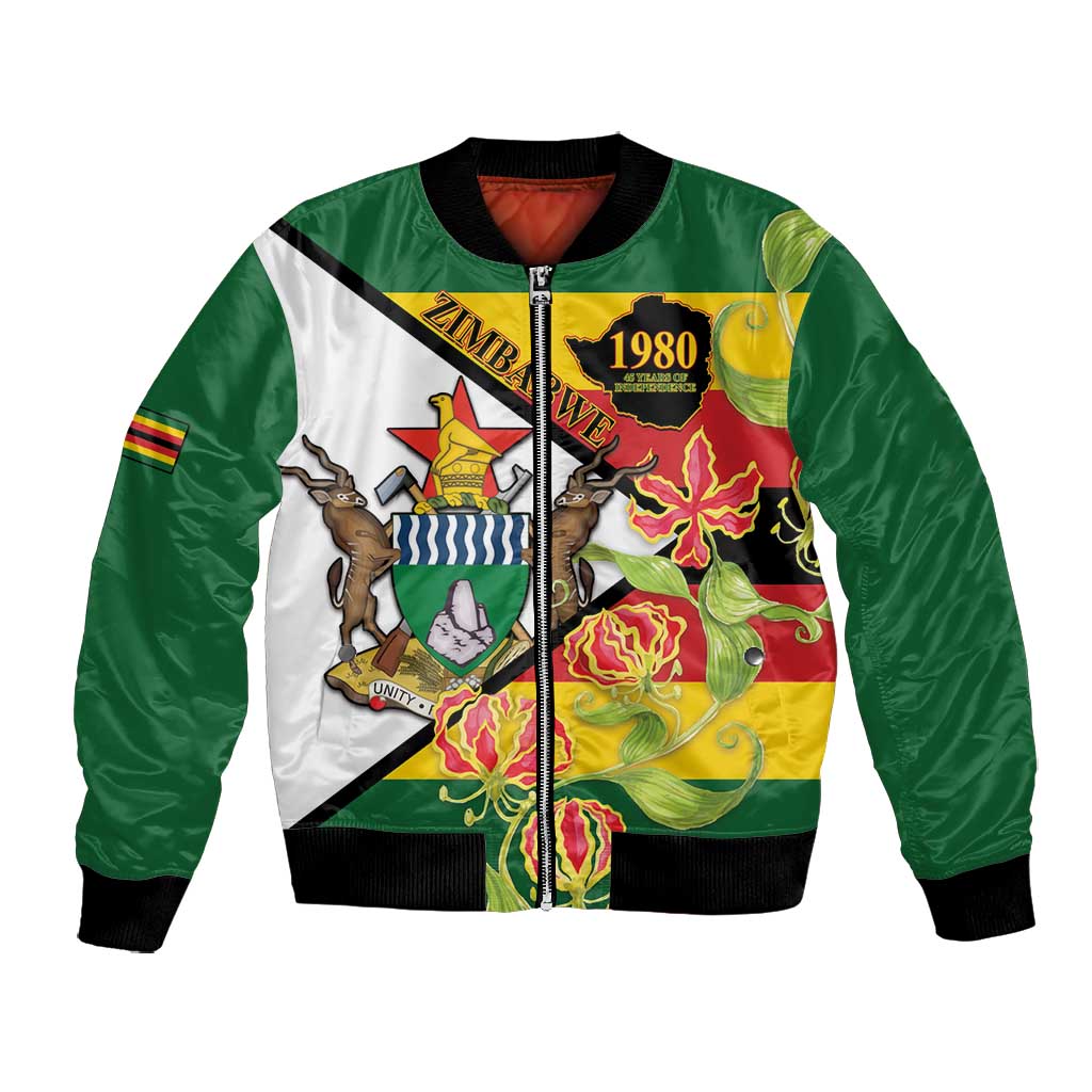 Nyika yeZimbabwe Bomber Jacket Happy Independence Day - Flame Lily Flowers