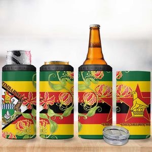 Nyika yeZimbabwe 4 in 1 Can Cooler Tumbler Happy Independence Day - Flame Lily Flowers