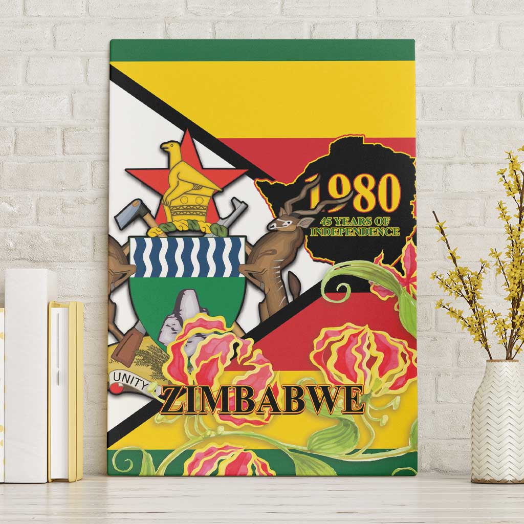 Nyika yeZimbabwe Canvas Wall Art Happy Independence Day - Flame Lily Flowers