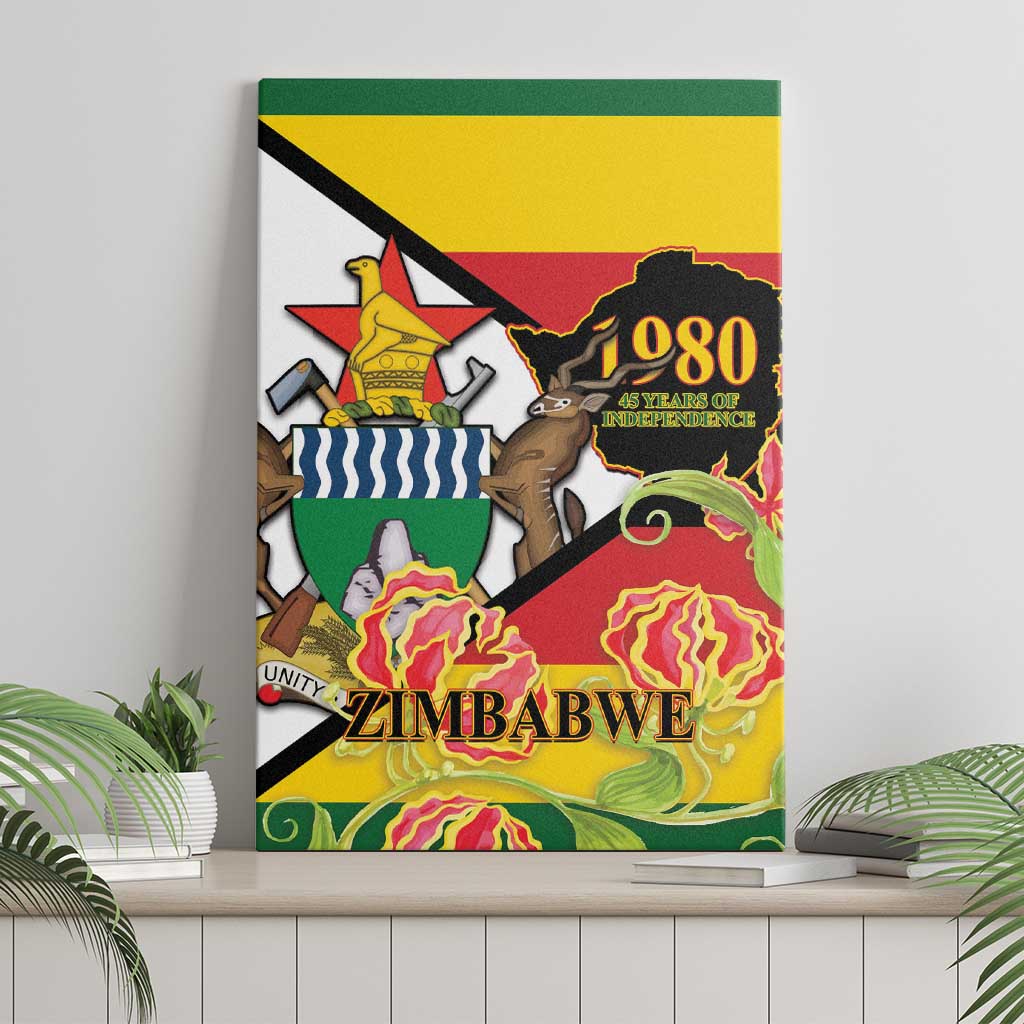 Nyika yeZimbabwe Canvas Wall Art Happy Independence Day - Flame Lily Flowers