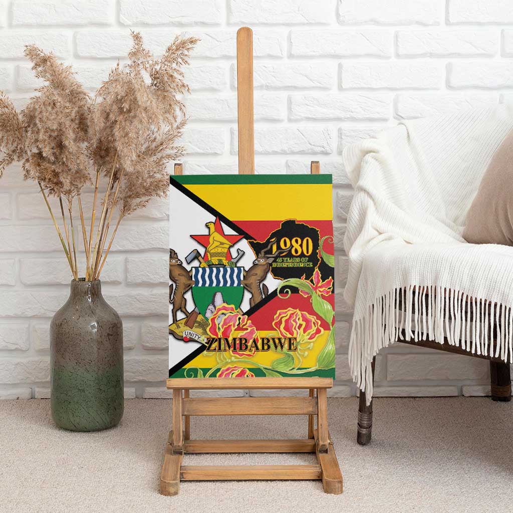 Nyika yeZimbabwe Canvas Wall Art Happy Independence Day - Flame Lily Flowers