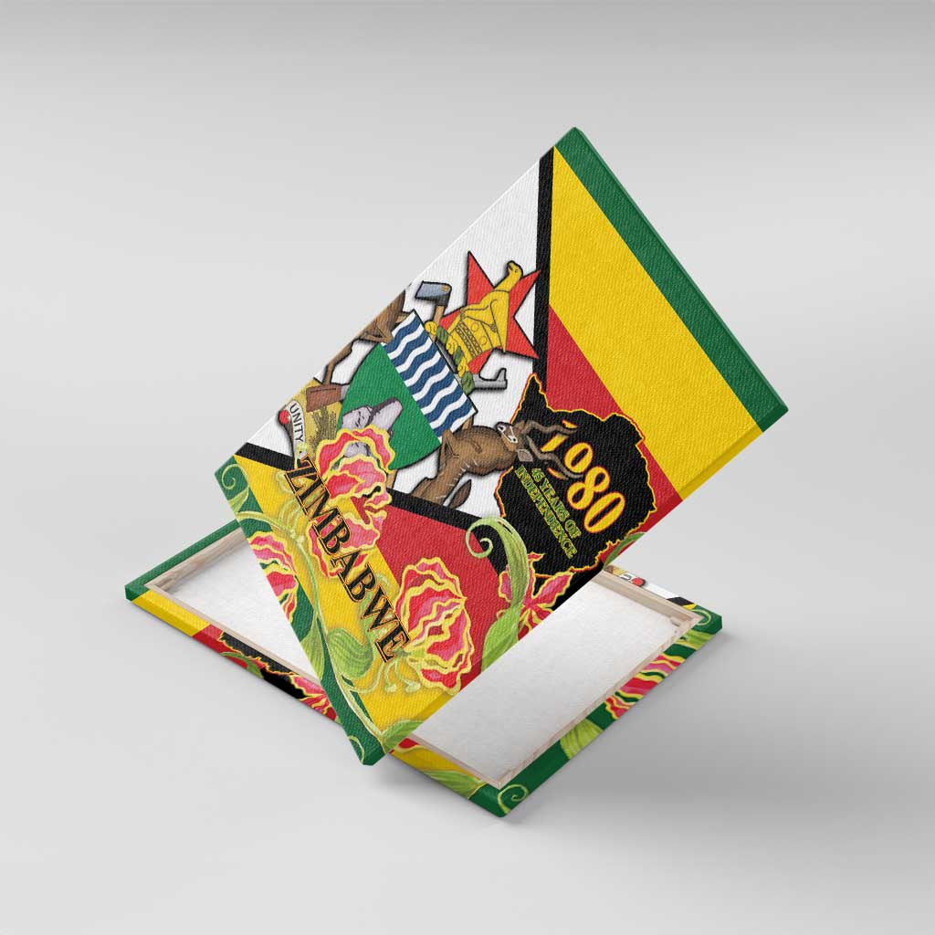 Nyika yeZimbabwe Canvas Wall Art Happy Independence Day - Flame Lily Flowers