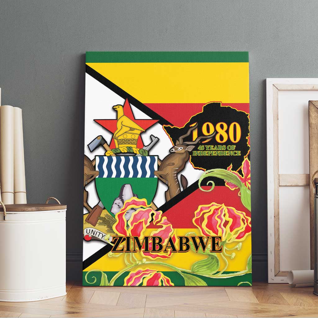 Nyika yeZimbabwe Canvas Wall Art Happy Independence Day - Flame Lily Flowers