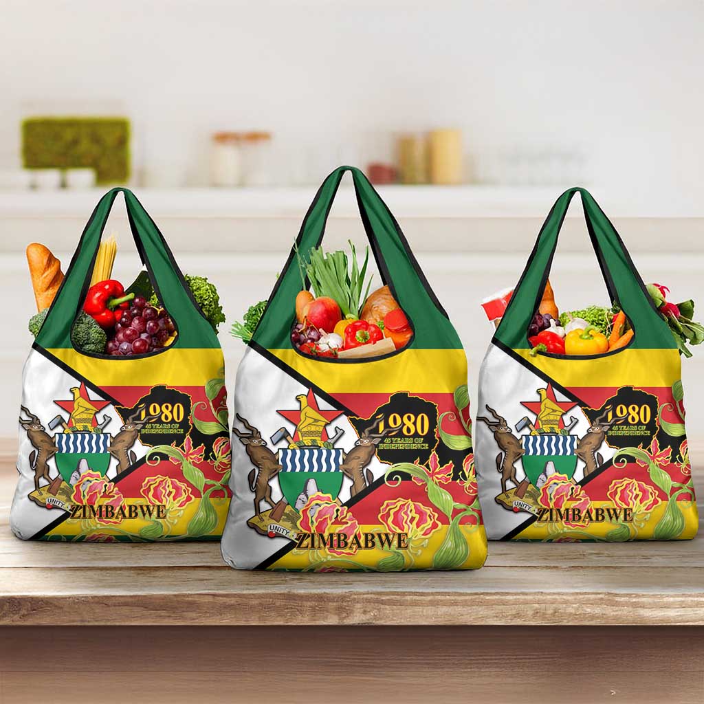 Nyika yeZimbabwe Grocery Bag Happy Independence Day - Flame Lily Flowers