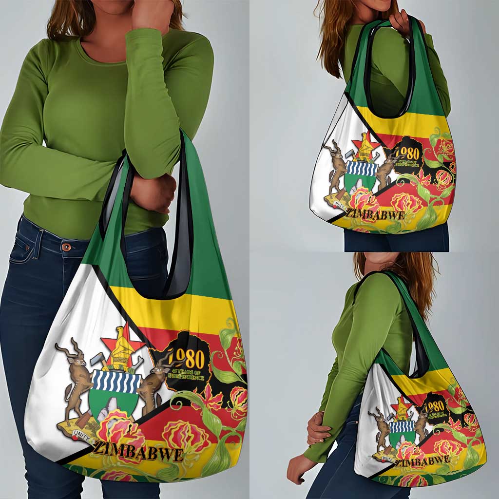 Nyika yeZimbabwe Grocery Bag Happy Independence Day - Flame Lily Flowers