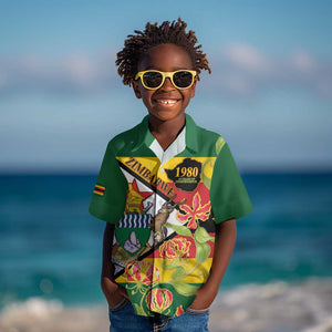 Nyika yeZimbabwe Kid Hawaiian Shirt Happy Independence Day - Flame Lily Flowers