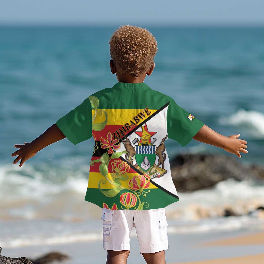 Nyika yeZimbabwe Kid Hawaiian Shirt Happy Independence Day - Flame Lily Flowers