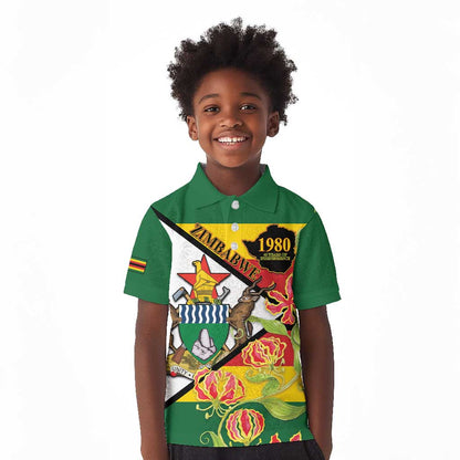 Nyika yeZimbabwe Kid Polo Shirt Happy Independence Day - Flame Lily Flowers