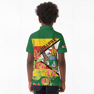 Nyika yeZimbabwe Kid Polo Shirt Happy Independence Day - Flame Lily Flowers
