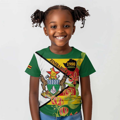 Nyika yeZimbabwe Kid T shirt Happy Independence Day - Flame Lily Flowers