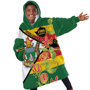 Nyika yeZimbabwe Kid Wearable Blanket Hoodie Happy Independence Day - Flame Lily Flowers