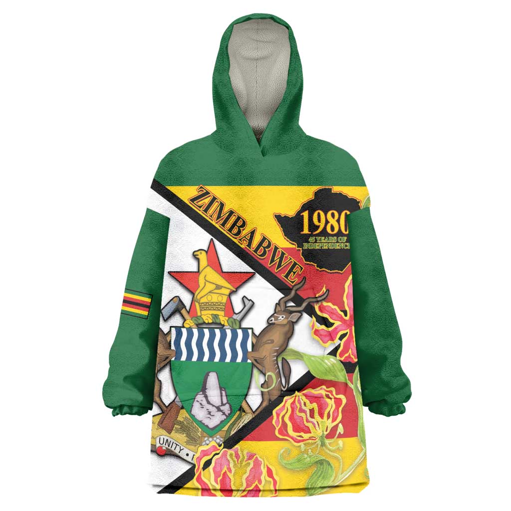 Nyika yeZimbabwe Kid Wearable Blanket Hoodie Happy Independence Day - Flame Lily Flowers