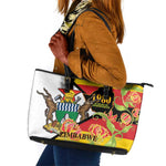 Nyika yeZimbabwe Leather Tote Bag Happy Independence Day - Flame Lily Flowers