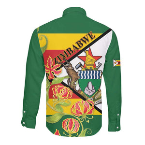 Nyika yeZimbabwe Long Sleeve Button Shirt Happy Independence Day - Flame Lily Flowers