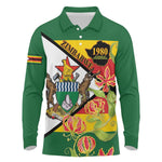 Nyika yeZimbabwe Long Sleeve Polo Shirt Happy Independence Day - Flame Lily Flowers
