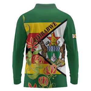 Nyika yeZimbabwe Long Sleeve Polo Shirt Happy Independence Day - Flame Lily Flowers