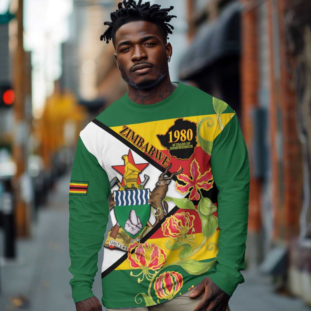 Nyika yeZimbabwe Long Sleeve Shirt Happy Independence Day - Flame Lily Flowers