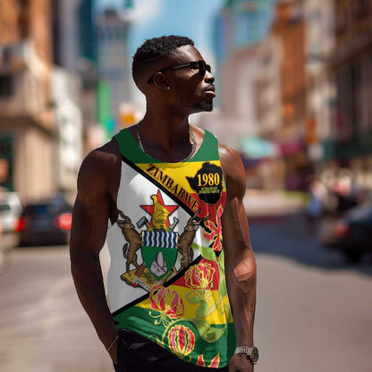 Nyika yeZimbabwe Men Tank Top Happy Independence Day - Flame Lily Flowers