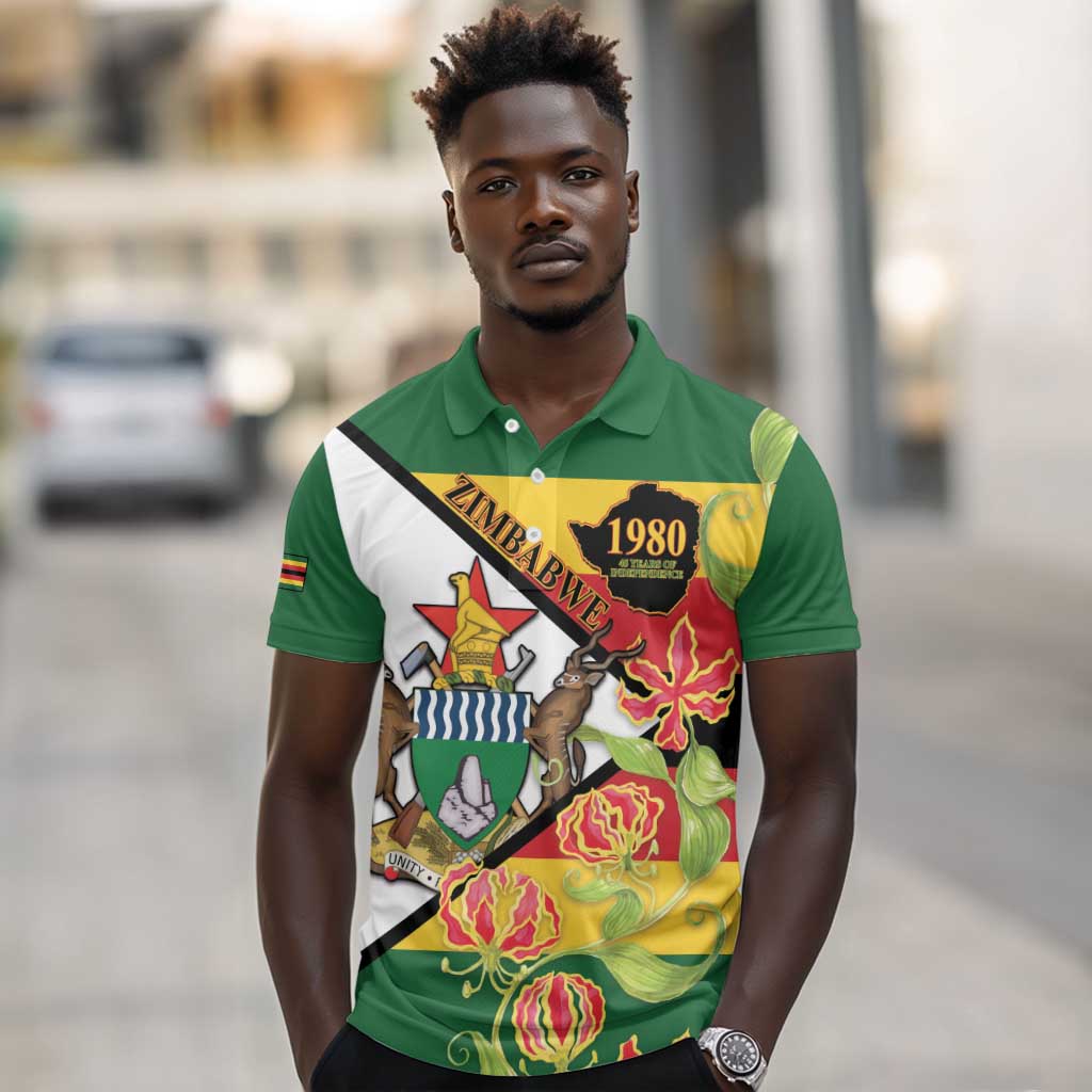 Nyika yeZimbabwe Polo Shirt Happy Independence Day - Flame Lily Flowers