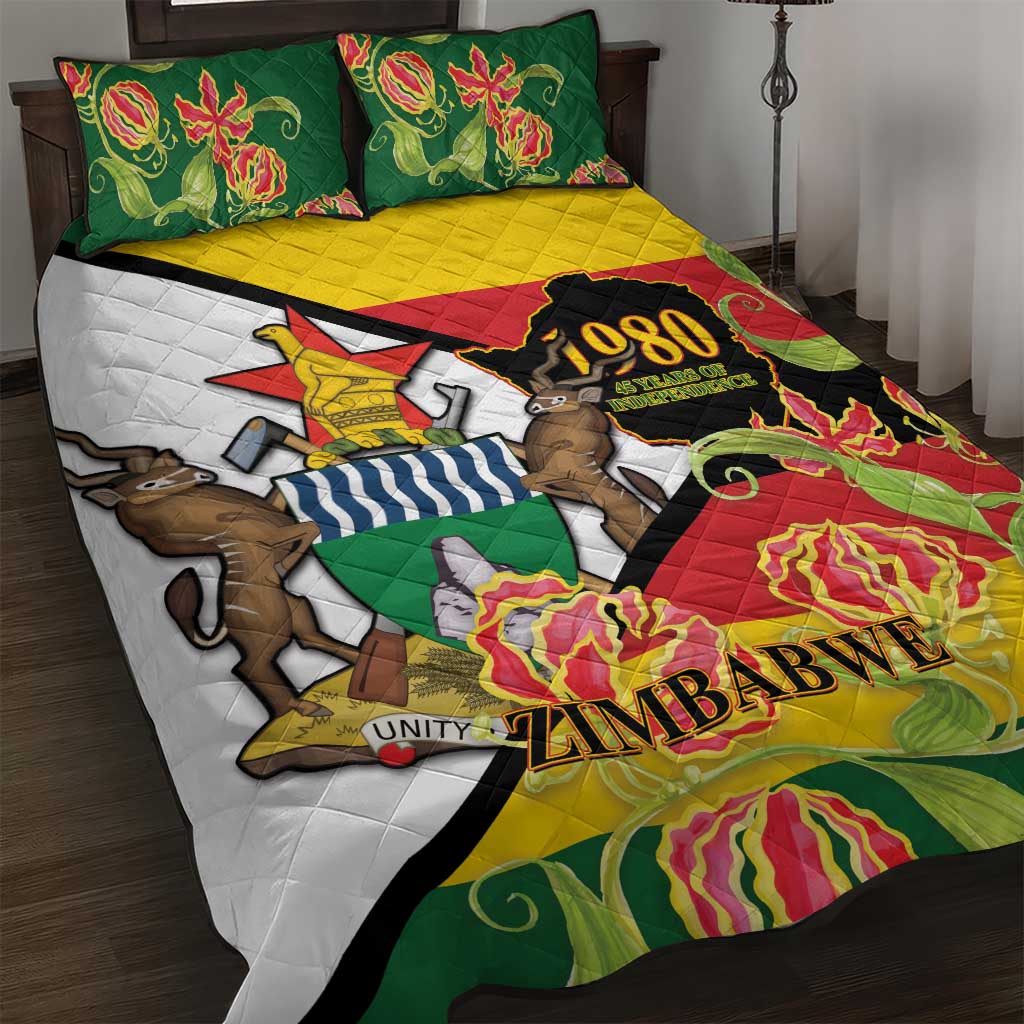 Nyika yeZimbabwe Quilt Bed Set Happy Independence Day - Flame Lily Flowers