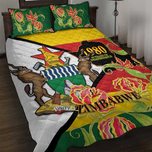 Nyika yeZimbabwe Quilt Bed Set Happy Independence Day - Flame Lily Flowers