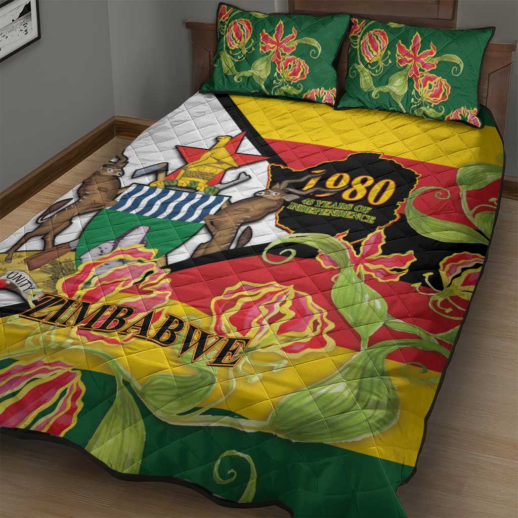 Nyika yeZimbabwe Quilt Bed Set Happy Independence Day - Flame Lily Flowers