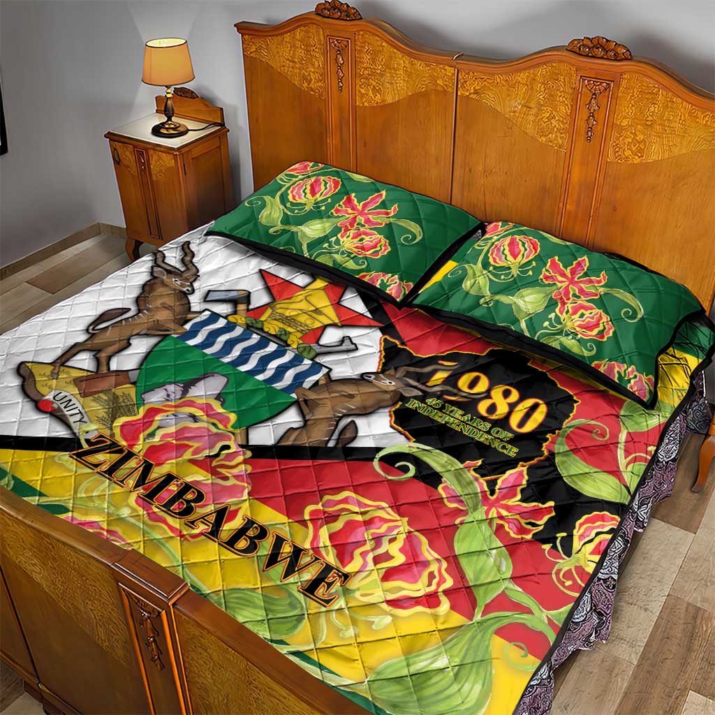 Nyika yeZimbabwe Quilt Bed Set Happy Independence Day - Flame Lily Flowers