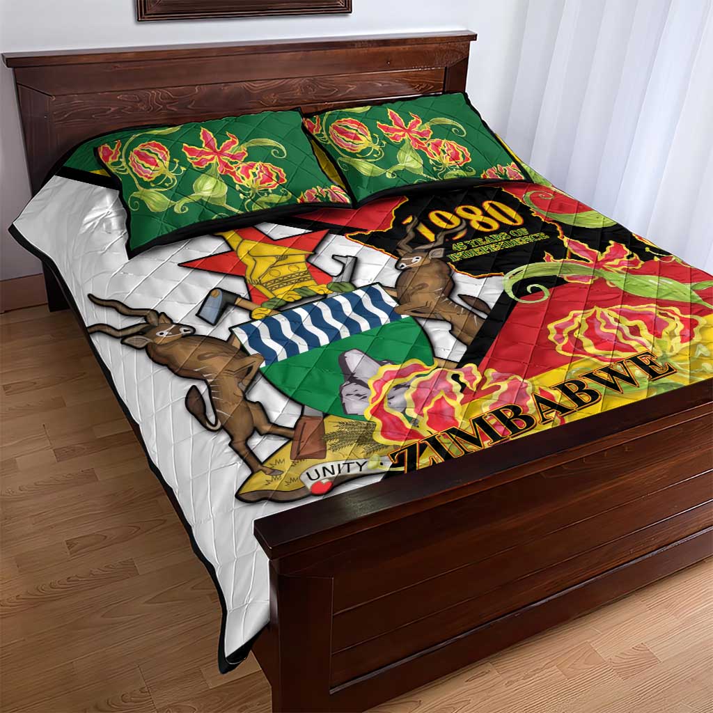 Nyika yeZimbabwe Quilt Bed Set Happy Independence Day - Flame Lily Flowers