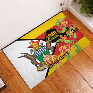 Nyika yeZimbabwe Rubber Doormat Happy Independence Day - Flame Lily Flowers