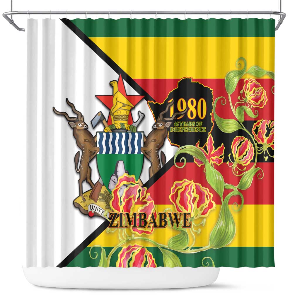 Nyika yeZimbabwe Shower Curtain Happy Independence Day - Flame Lily Flowers